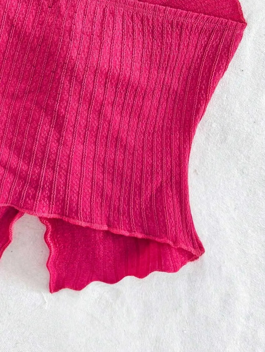 Women's Sexy Halter Neck Open Back Tank Top – Fashionable Tie Knot Hem Detail, Sleeveless Slit Design for Summer Parties, Beach Days & Casual Chic Outfits