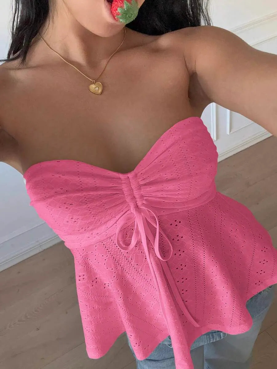 Women's Mustard Yellow Knit Bandeau Tube Top – Casual Strapless Summer Crop Top for Beach, Vacation, Layering & Everyday Outfits