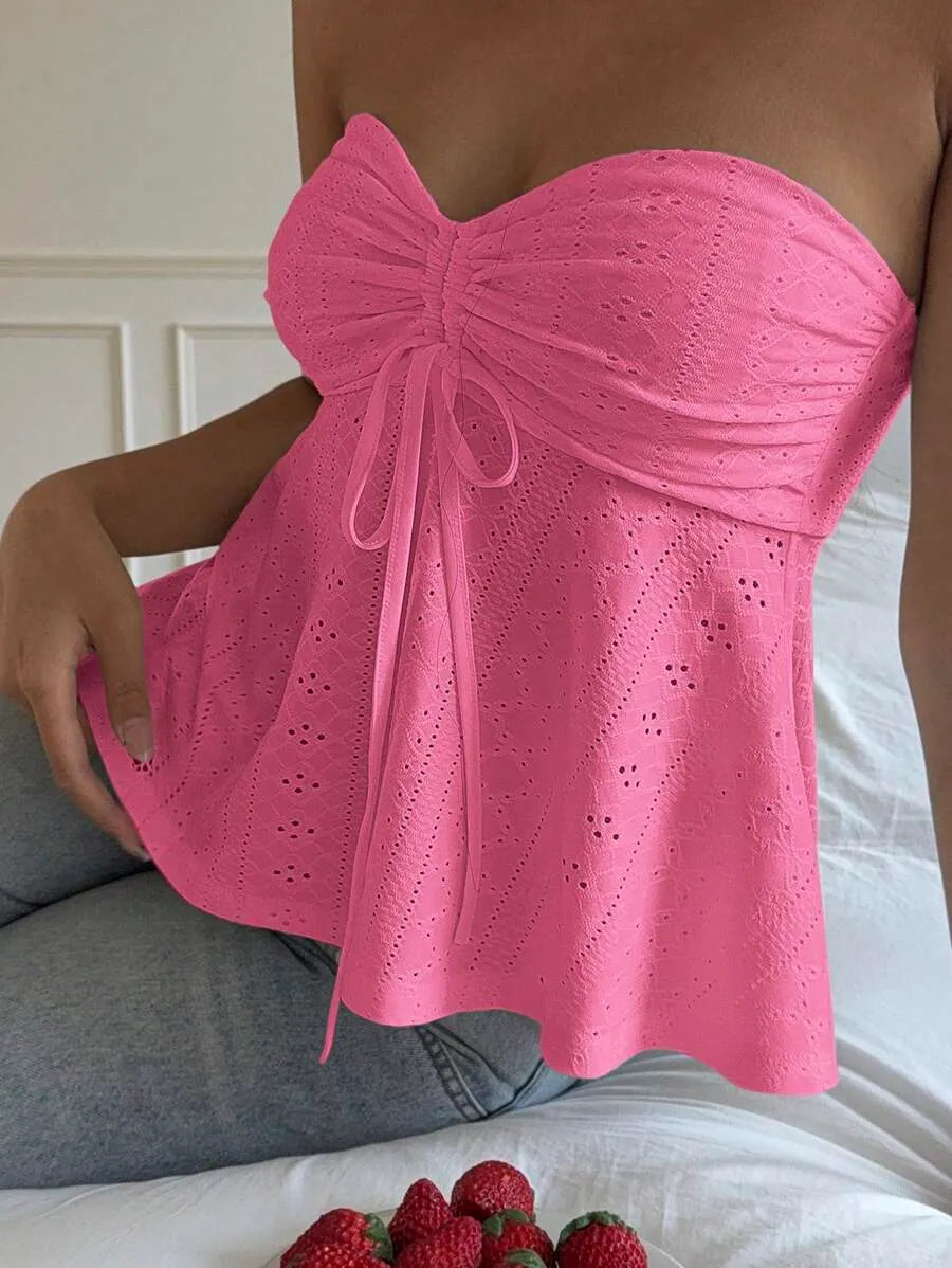 Women's Mustard Yellow Knit Bandeau Tube Top – Casual Strapless Summer Crop Top for Beach, Vacation, Layering & Everyday Outfits