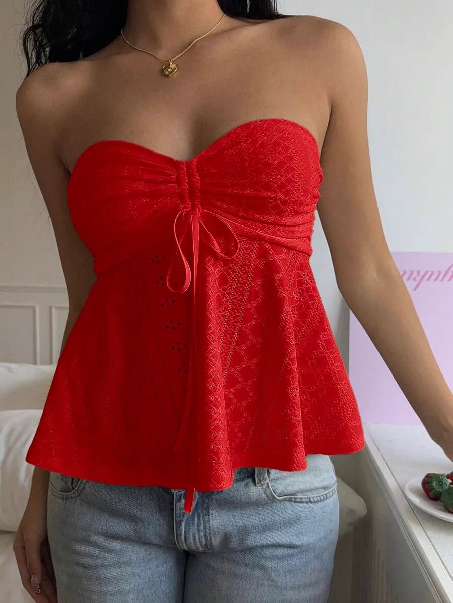 Women's Mustard Yellow Knit Bandeau Tube Top – Casual Strapless Summer Crop Top for Beach, Vacation, Layering & Everyday Outfits