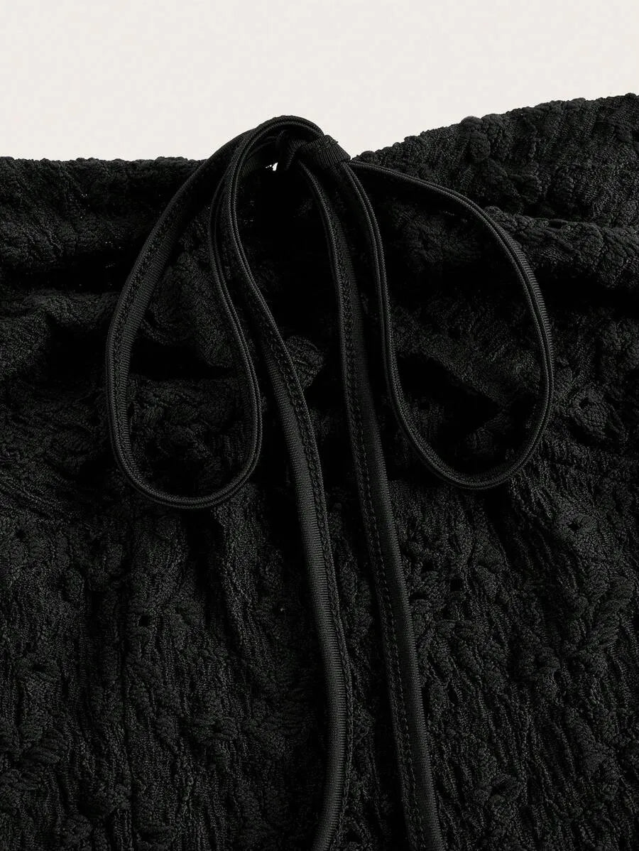 Women’s Y2K Spring Break Pastel Long Cami Dress – Hollow Out Perspective Design with Ruffle Hem, Perfect for Summer Outfits, Beach, Vacation & Casual Wear