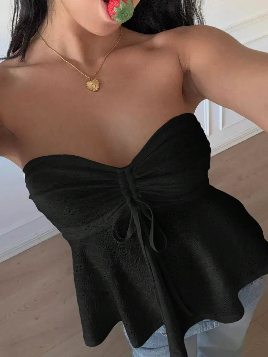 Women's Mustard Yellow Knit Bandeau Tube Top – Casual Strapless Summer Crop Top for Beach, Vacation, Layering & Everyday Outfits