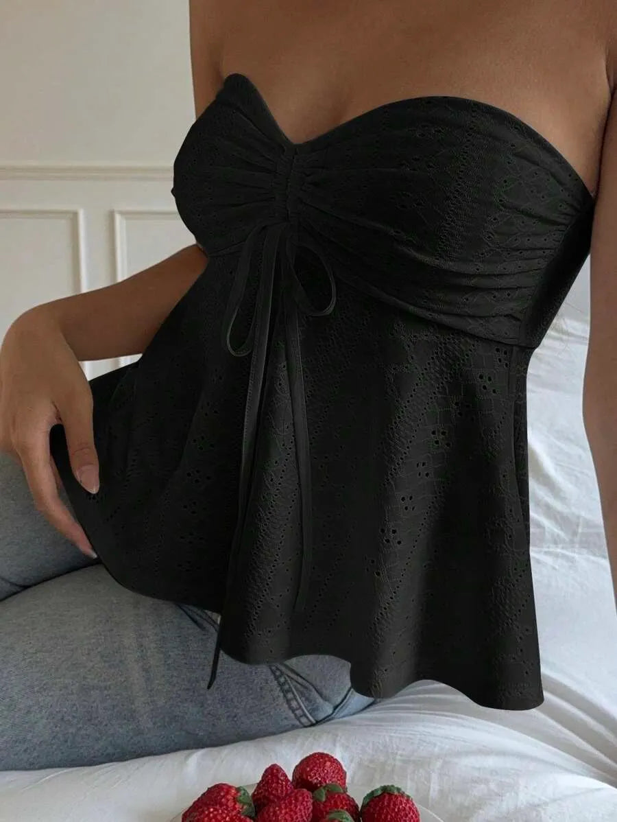 Women's Mustard Yellow Knit Bandeau Tube Top – Casual Strapless Summer Crop Top for Beach, Vacation, Layering & Everyday Outfits