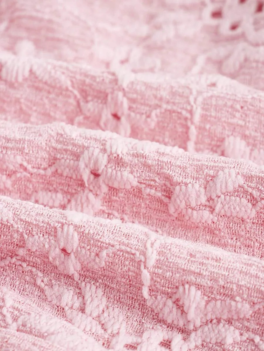 Women’s Y2K Spring Break Pastel Long Cami Dress – Hollow Out Perspective Design with Ruffle Hem, Perfect for Summer Outfits, Beach, Vacation & Casual Wear