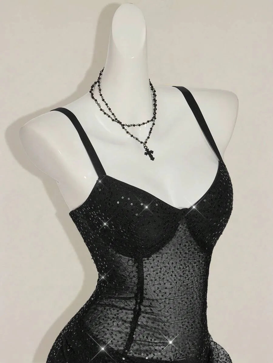 Women’s Y2K Sparkling Ruched One-Shoulder Mini Dress – Sexy Party & Club Outfit with Draped Design, Perfect for Night Out, Events & Special Occasions